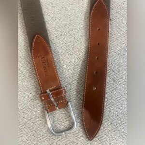 Boggi Milano leather and canvas Men's Brown  Belt